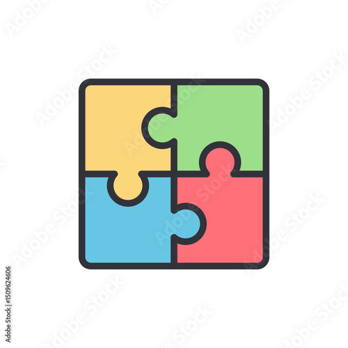 Colorful Puzzle Pieces Together Forming A Square On Transparent Design