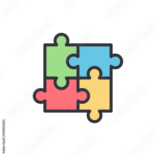 Colorful Jigsaw Puzzle Connected Assembled Completing Concept Solution Symbol