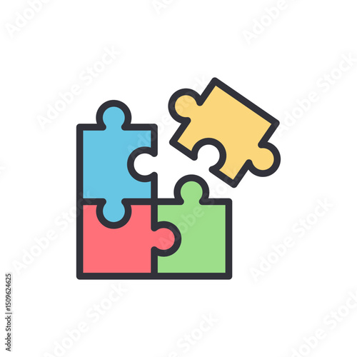 Colorful Puzzle Pieces Representing Connection And Completion Concept
