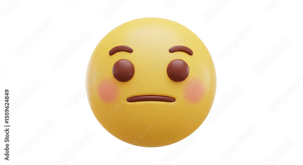 Fototapeta premium Neutral Emoji Face with Blank Expression 3D Rendering