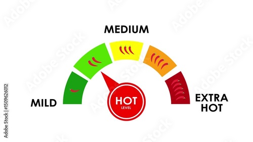 animated chili spice level meter animated chili spice level meter mild, spicy, medium, hot, extrahot 4k looping animated