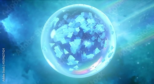 Wallpaper Mural Celestial Sphere Fractured Ice Crystals in a Glowing Orb, Cosmic Energy, and Nebula Modern Background Torontodigital.ca