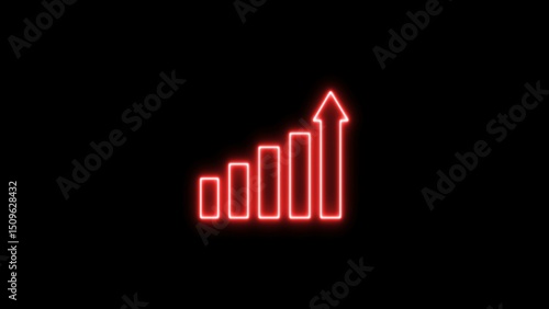 Neon line business graph. Upward pointing arrow icon illustration. business chart growth illustration.