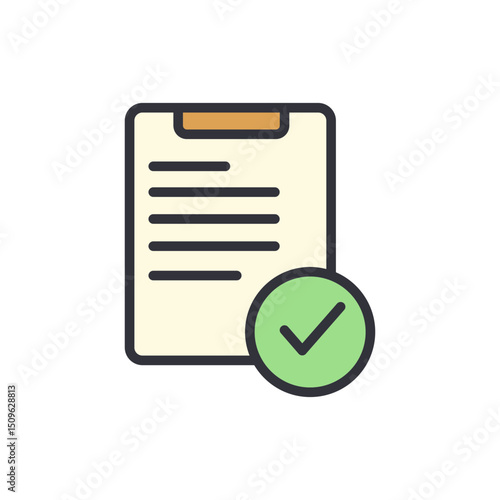 Document Confirmation Icon For Approved Tasks On Transparent Background