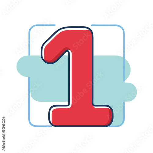 Number 1 Red Splash Numeric Font Icon for Math and Design