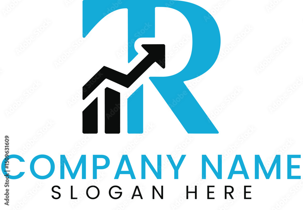 Modern Blue TR Logo with Growth Chart Design icon graph Modern Blue TR Logo with Growth Chart Design icon graph