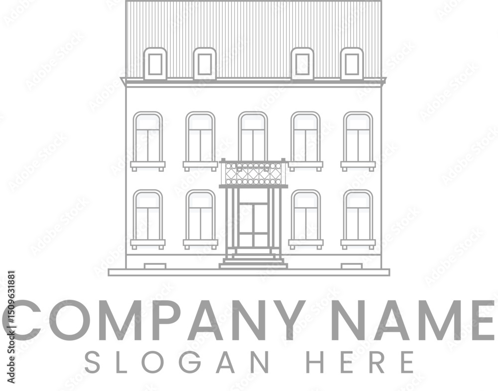 Fototapeta premium Elegant Classic Building Architectural Design home grey line