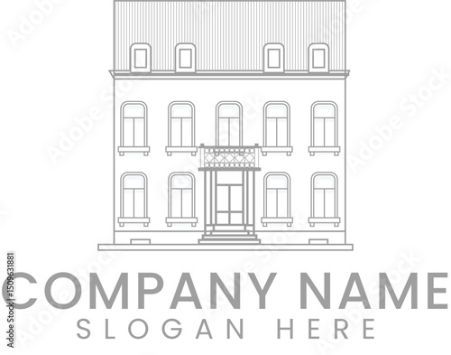 Elegant Classic Building Architectural Design home grey line