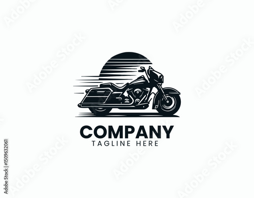 Iconic Harley-Davidson Touring Motorcycle Elegant Illustration Vector Logo