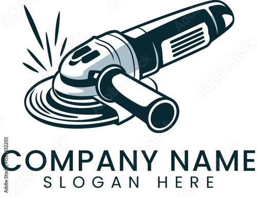 Powerful Angle Grinder Tool Vector Illustration work logo   