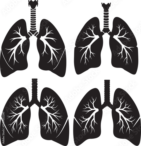 Human lungs internal organ shape silhouette vector illustration