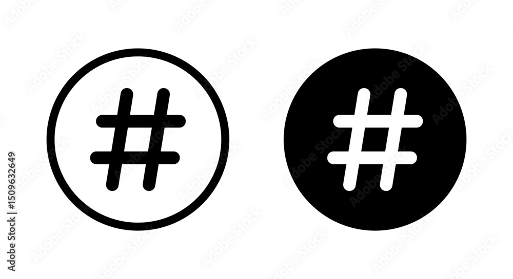 Fototapeta premium Social media hashtag icon on black circle. Keyword sign symbol