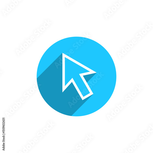 Cursor arrow outline icon with long shadow. Computer pointer mouse sign symbol