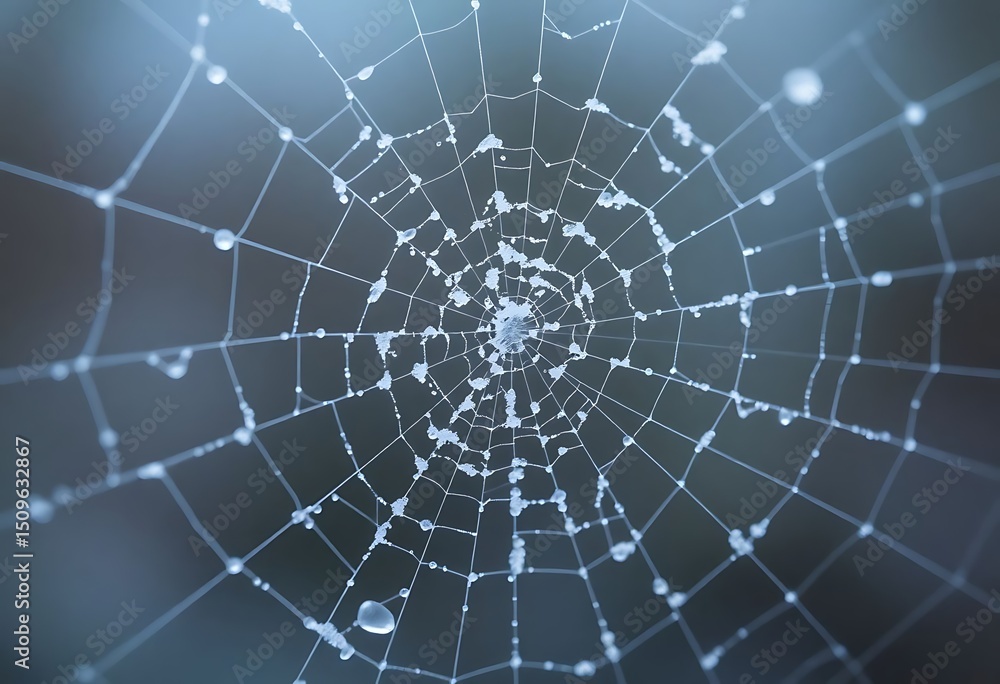 Fototapeta premium spider web with drops of water on it