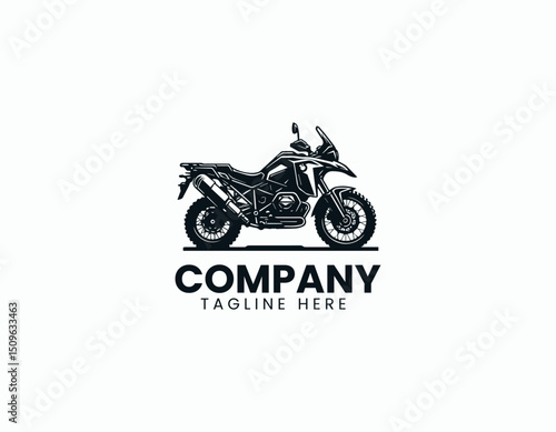 Adventure Motorcycle Iconic Profile for Powerful Off-Road Exploration Vector Logo Design