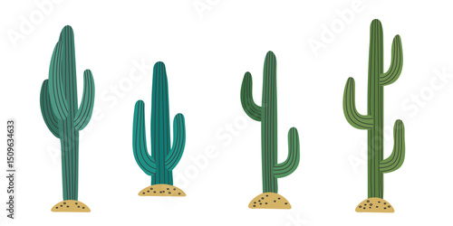 Set collection of Arizona cacti icon clipart logotype isolated illustration
