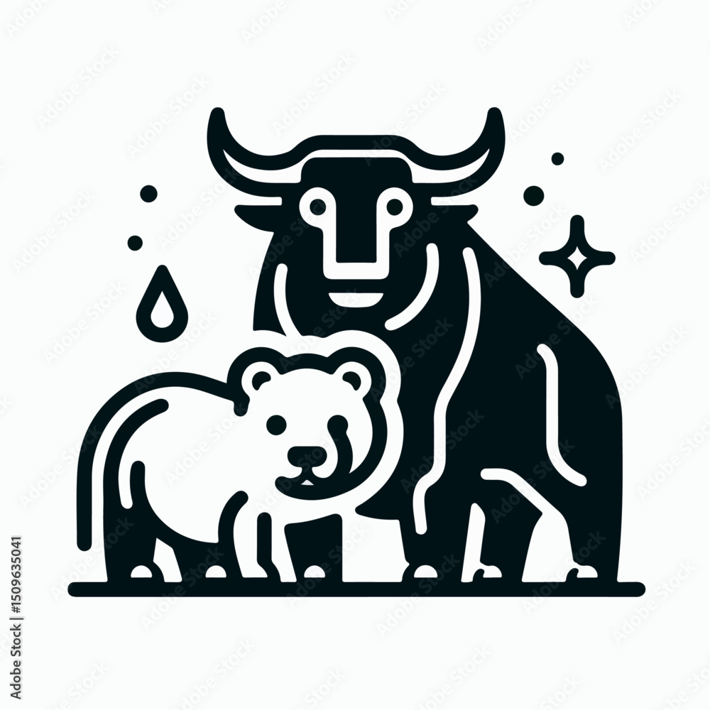 Fototapeta premium bull and bear symbol vector illustration