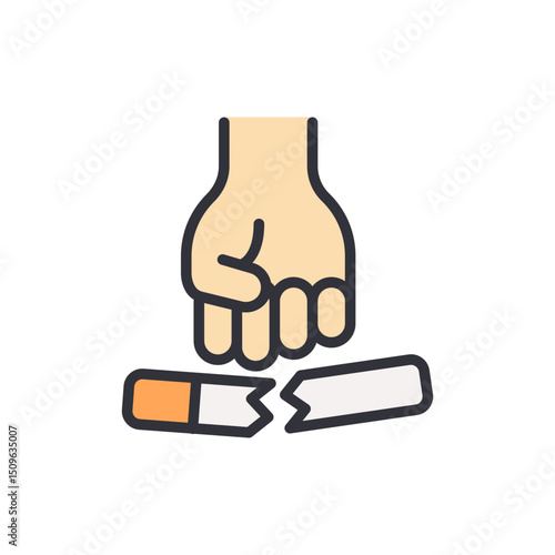 Breaking The Cigarette With Hand Illustrates Stop Smoking Concept