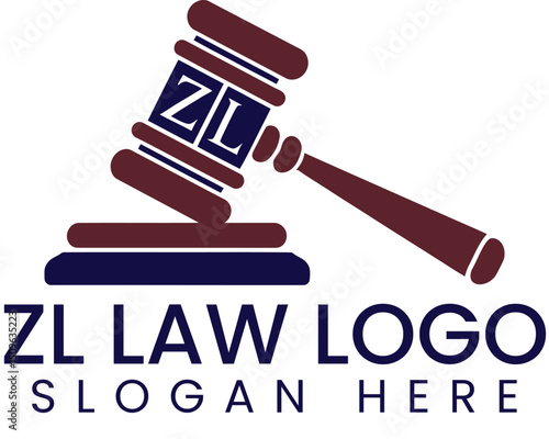 Modern ZL Law Firm Logo Design Gavel Justice icon suit blue 