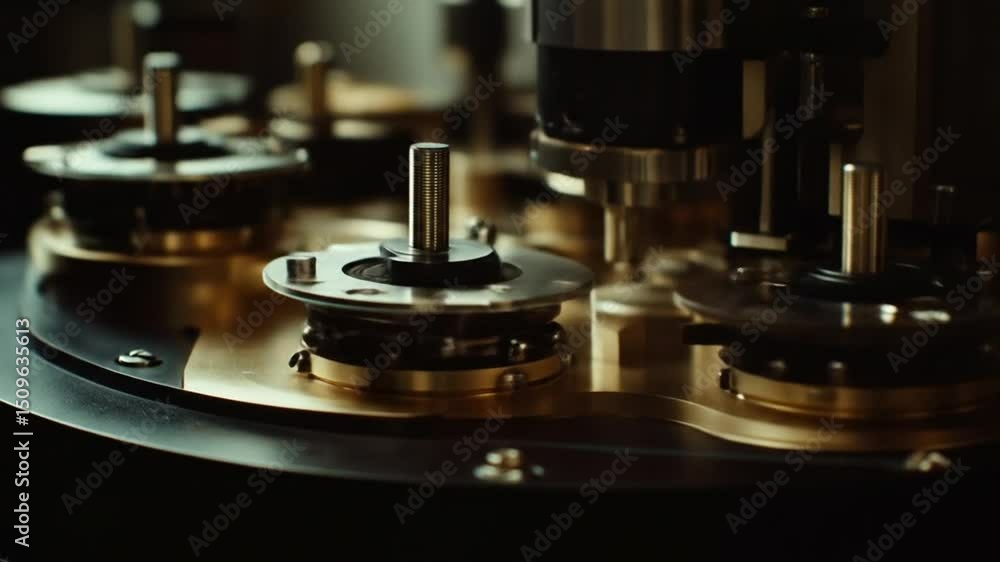 Close-up of precision machining equipment in operation Close-up of precision machining equipment in operation