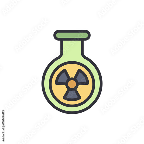 Stylized Radiation Sign Inside Flask Symbolizing Scientific Risks And Safety