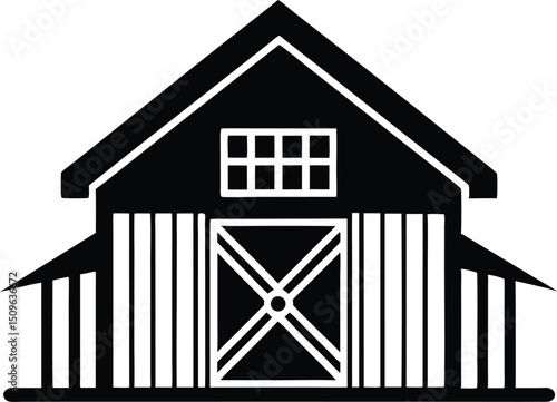 Farm house shed silhouette, Farm house logo design agriculture symbol silhouette vector illustration