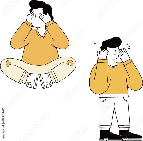Stressed Figures Covering Faces