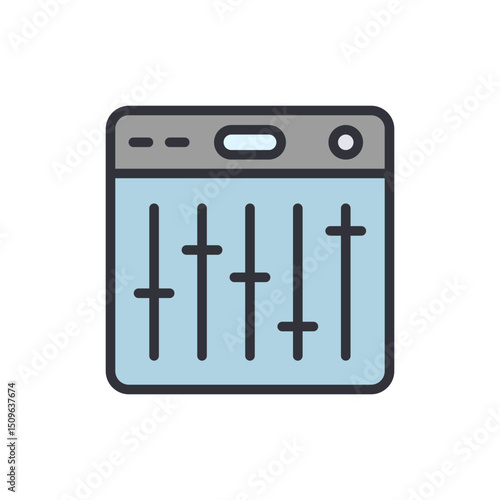 Sound Console Illustration With Sliders For Audio Mixing And Control