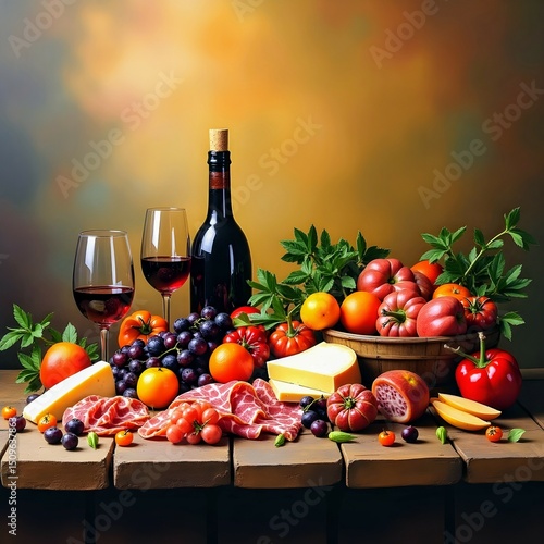 Colorfull fruits with vegetabales and Nutrition