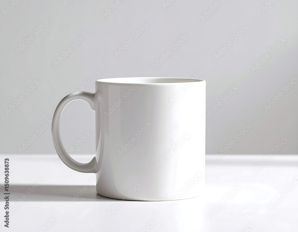 Obraz premium Blank white mug on a white surface