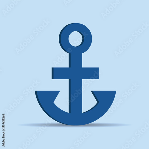 Anchor Icon: A minimalist blue anchor symbol, symbolizing stability, hope, and maritime adventures against a soft, serene backdrop.