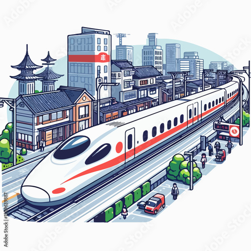fast train vector illustration