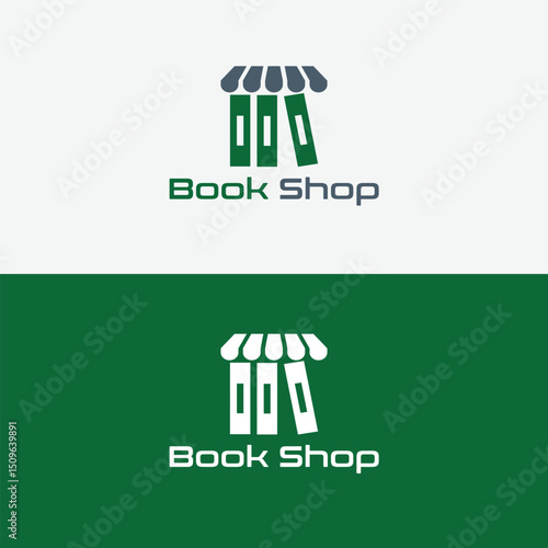 Bookshop logo: A minimalist logo featuring stylized books under an awning, perfect for a bookstore or literary brand.