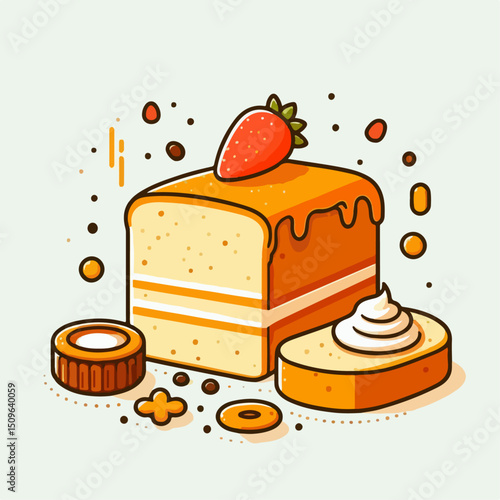 steamed sponge cake vector illustration