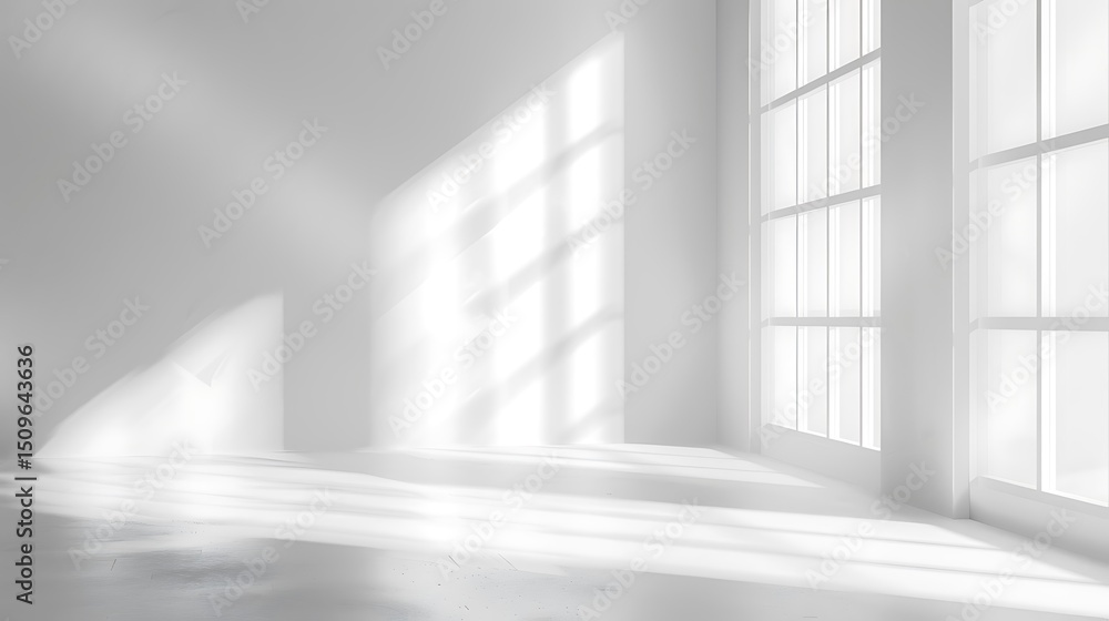 Obraz premium Empty white room with window and sunlight