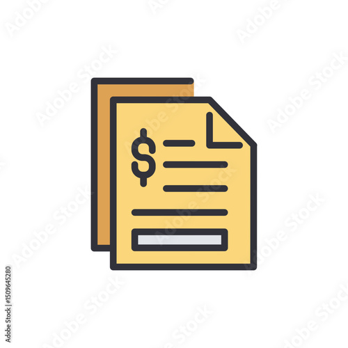Financial Document Icon Presenting Accounting And Budgetary Theme