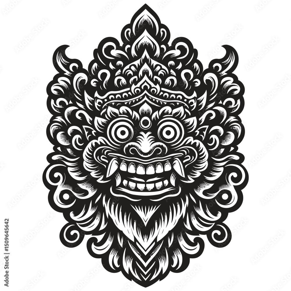 Fototapeta premium Detailed Black and White Mask Illustration