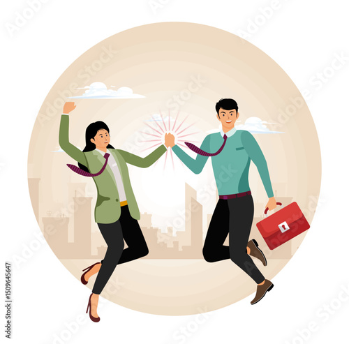 Collaboration or encouragement concept. Hi five or congratulation on business goal achievement.