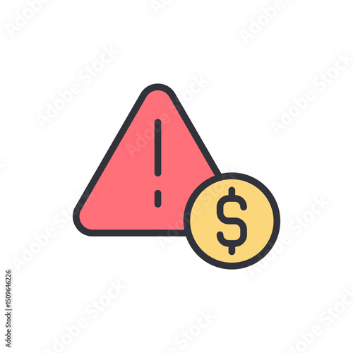 Financial Risk Alert With Currency Symbol In A Red Warning Triangle
