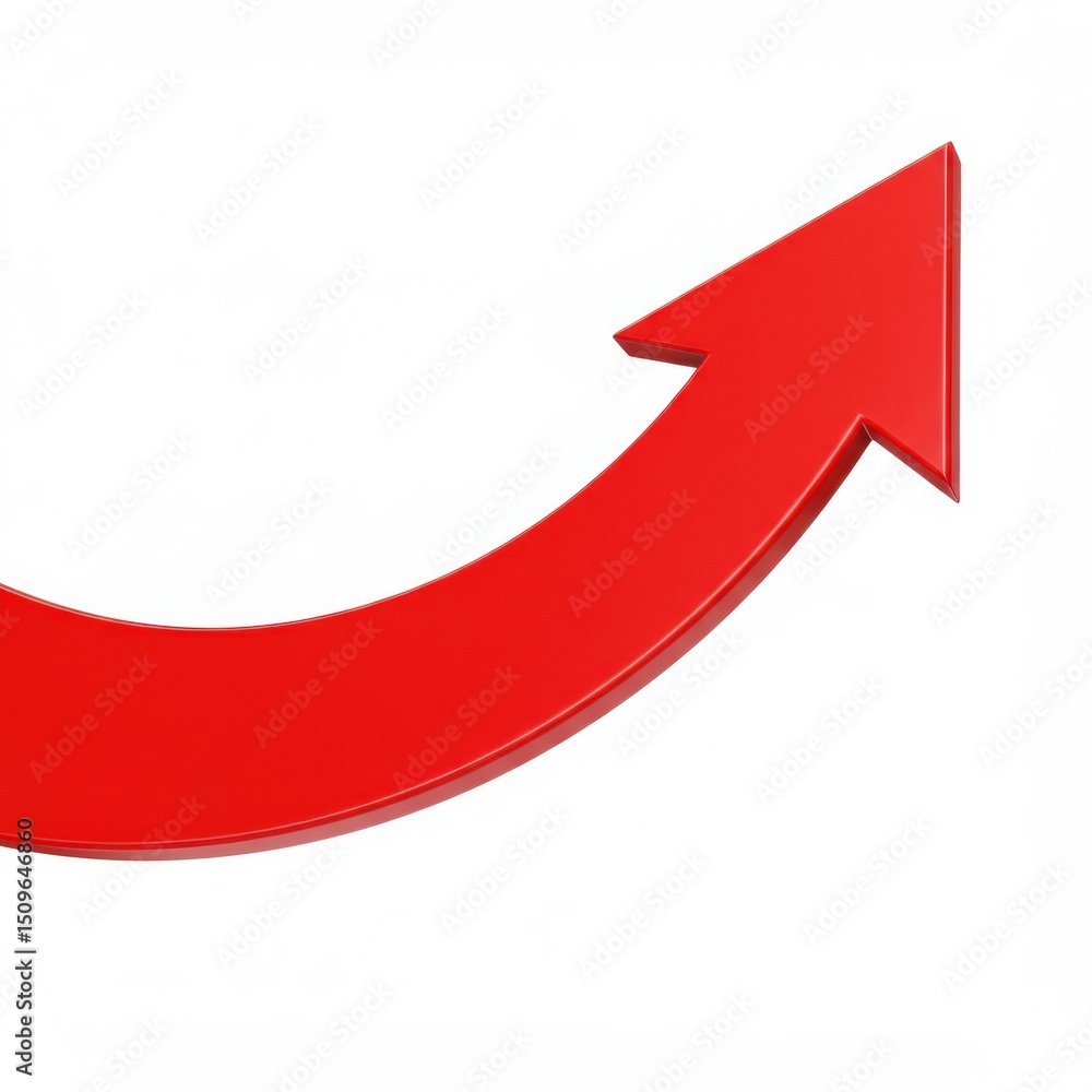 Red arrow pointing up isolated on white background, concept of growth, success, direction, and progress. use cases: business, finance. Red arrow pointing up isolated on white background, concept of growth, success, direction, and progress. use cases: business, finance.
