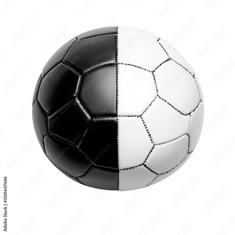 Naklejka premium Bi-colored Soccer Ball with Black and White Design for Sports Use