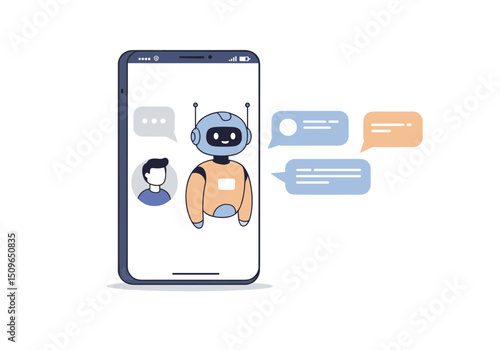 Smartphone showing chatbot interaction for customer support and assistance service