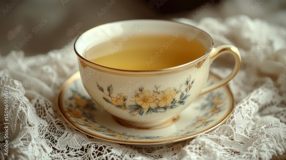 Delicate teacup with floral design Delicate teacup with floral design
