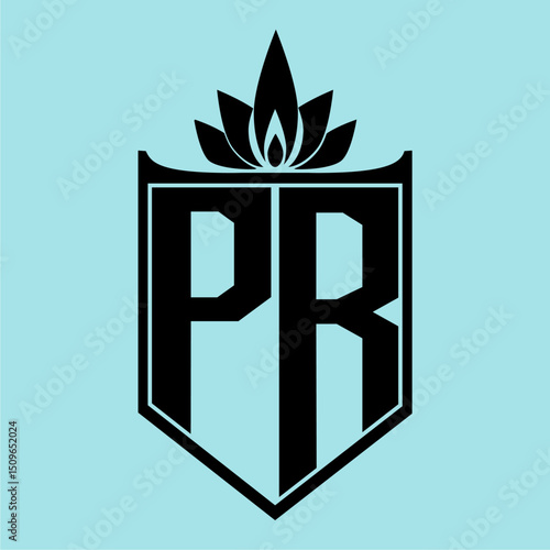 PR Logo with Elegant Crown Symbol and Shield