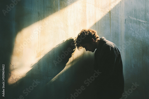 Man leaning against a wall