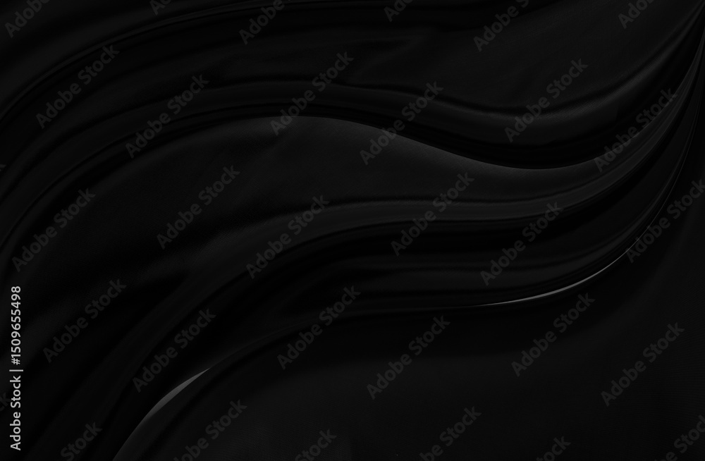 Fototapeta premium Black gray satin dark fabric texture luxurious shiny that is abstract silk cloth background with patterns soft waves blur beautiful.