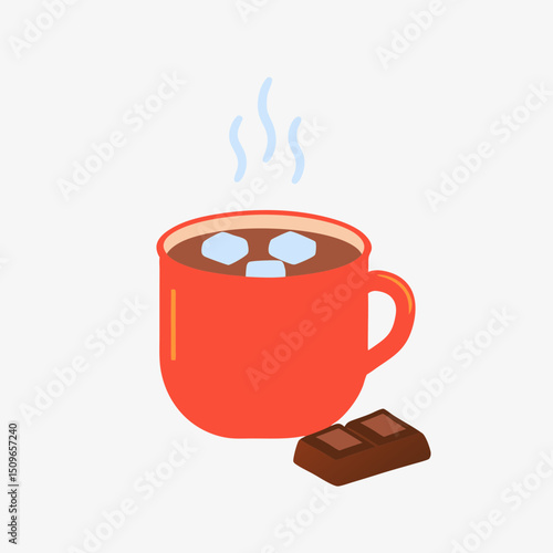 
Hot Chocolate Mug with Marshmallows and Brownie
