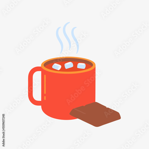 
Hot Chocolate Mug with Marshmallows and Brownie