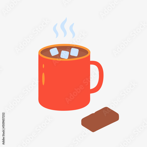 
Hot Chocolate Mug with Marshmallows and Brownie