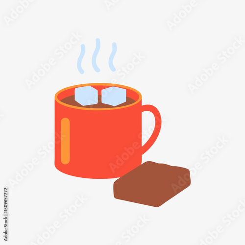 
Hot Chocolate Mug with Marshmallows and Brownie